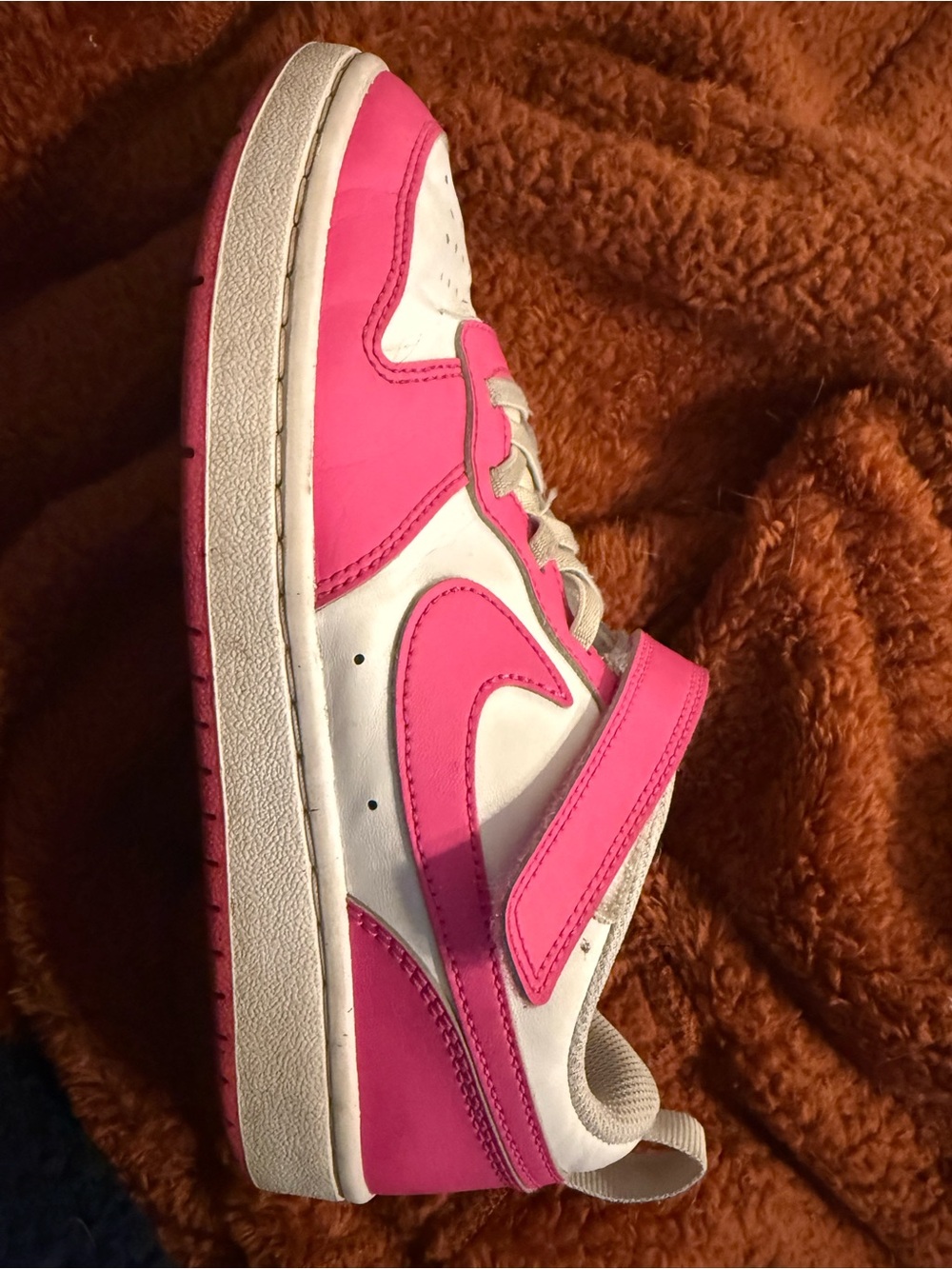 Nike Court Borough Low Sneakers kids size 3Y white/ laser fuchsia pink - Picture 7 of 10